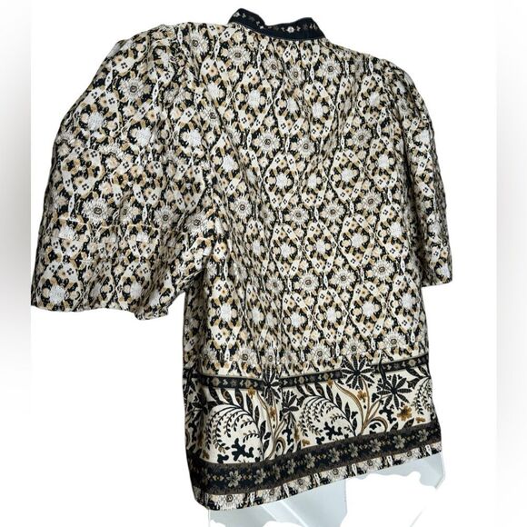 Anthropologie Puff-Sleeve Tie Neck Blouse - Picture 9 of 11